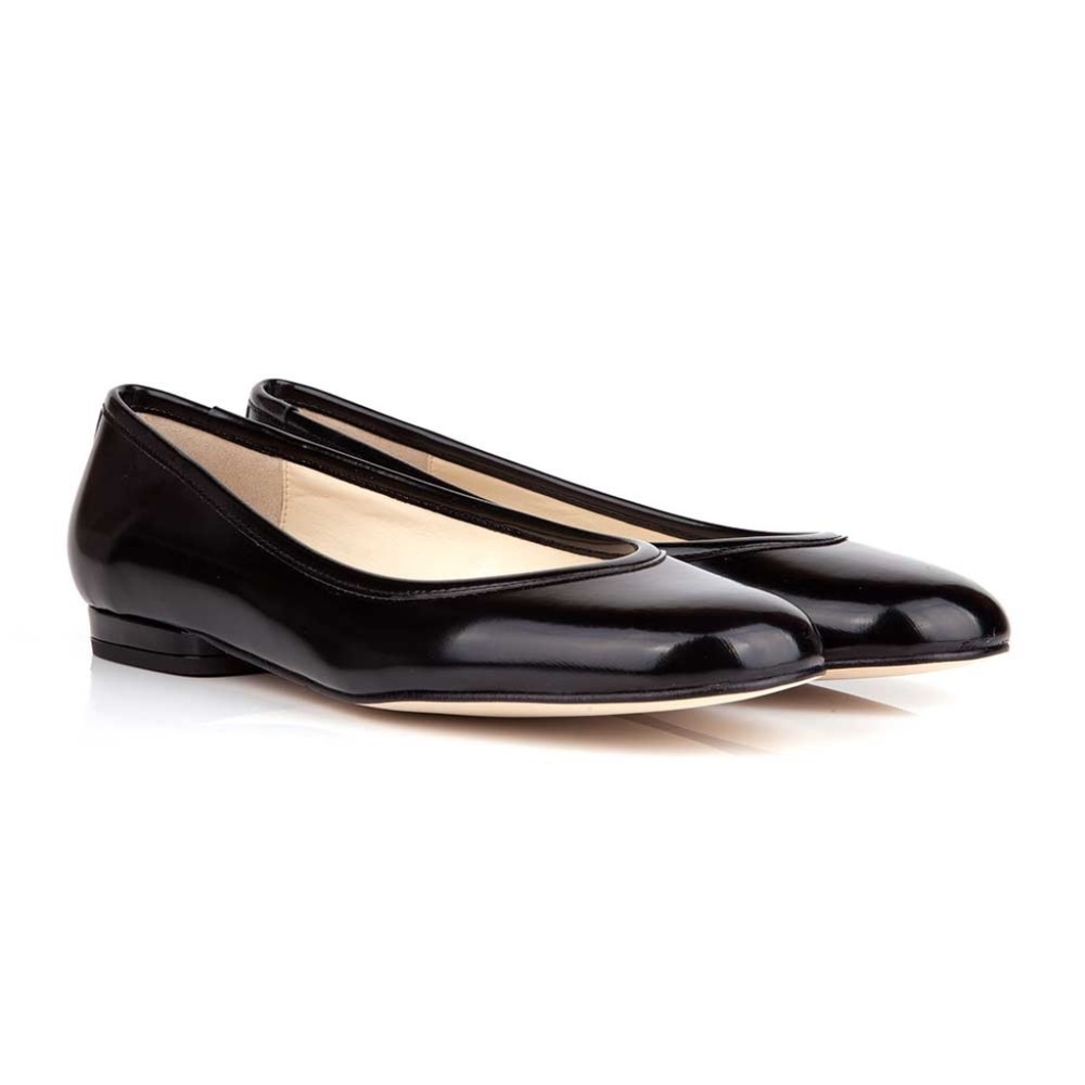 Cara B Black Faux Leather Vegan Flat Shoes